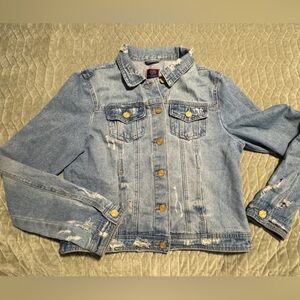 Boom Boom Jeans Light Blue Denim Distressed Jean Jacket